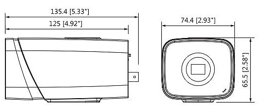 Schema dettagliato con le dimensioni della telecamera  IPC-HF5442E-E