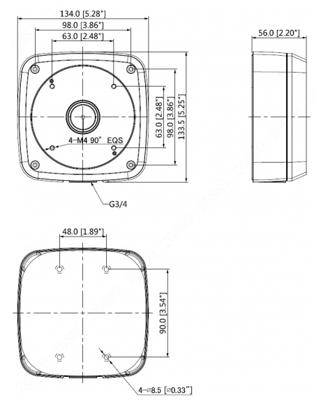 Dimensioni box di giunzione PFA124-B
