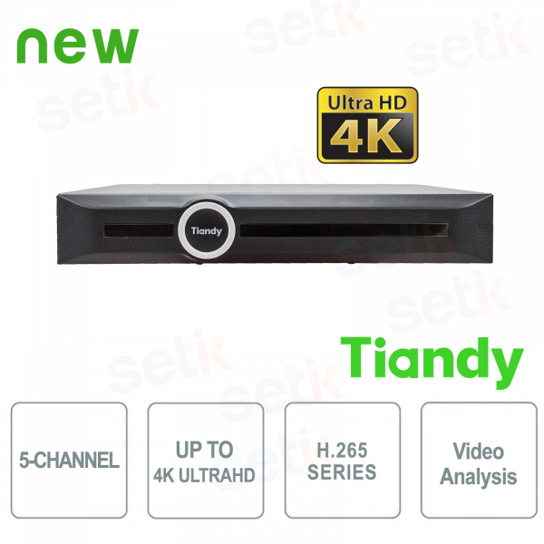 NVR 5-Channel 4K ULTRA-HD H.265 Video Analysis Smart Search e Recording - Tiandy