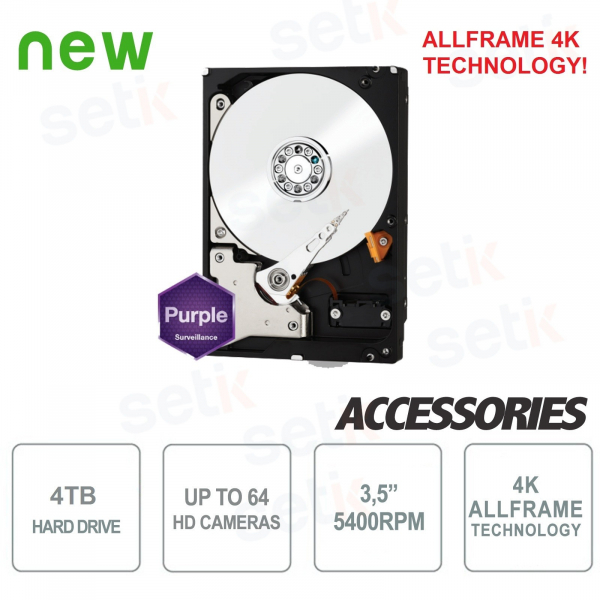 Disque dur HD 4 To Audio Vidéo SATA 3,5" AllFrame 4K WD
