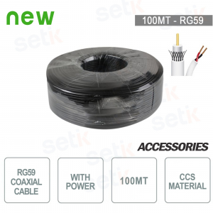Câble coaxial d'alimentation vidéo CCS RG59 de 100 mètres