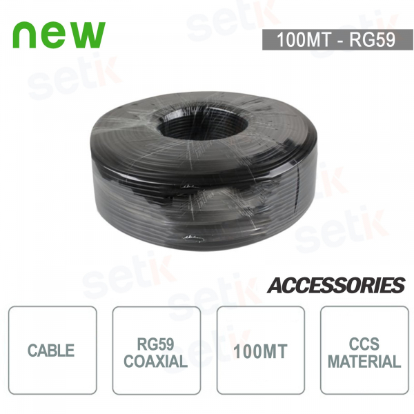 100 Meter RG59 CCS Coaxial Cable Spool - Setik