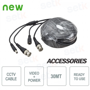 Cable de videovigilancia Fuente de alimentación 30mt