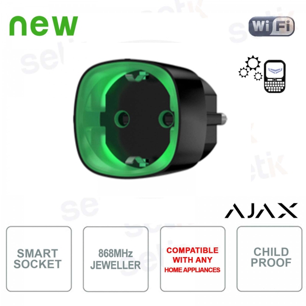Enchufe Ajax Enchufe inalámbrico inteligente Consumo de energía Negro