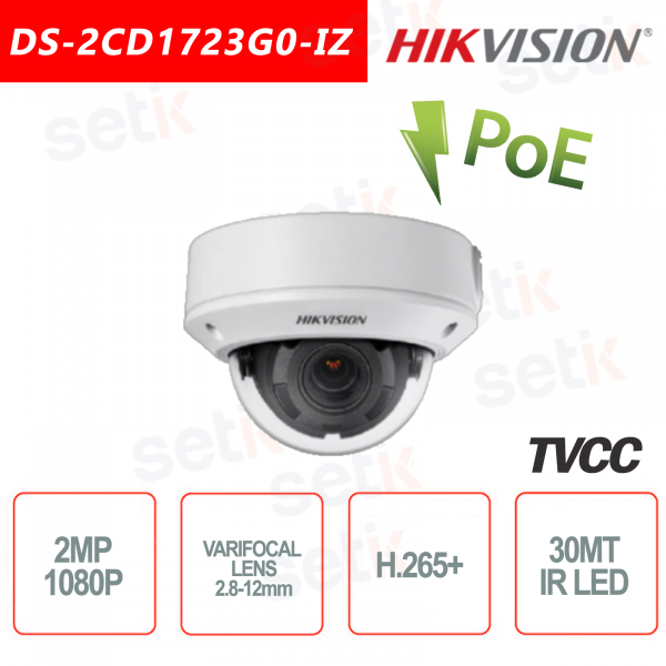 Hikvision IP POE 2.0MP 2.8 mm - 12 mm IR H.265 camera + 2MP Dome Ca