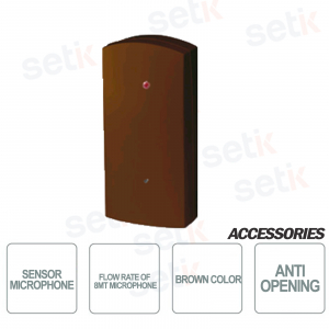 Sensor de micrófono para rotura de cristales - Alcance del micrófono de 8 metros - Color marrón - AMC