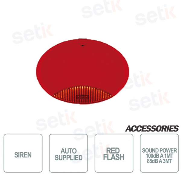 Sirena da esterno autoalimentata scocca Rossa lampeggiante Rosso - AMC