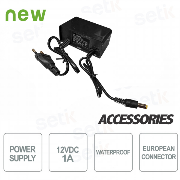 Alimentatore 12V 1A per TVCC resistente all'acqua - Setik