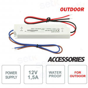 Alimentatore 12V 1.5A da esterno impermeabile - Setik