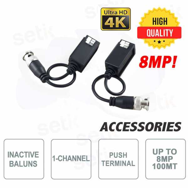 Coppia di Video Balun HQ Passivi CVI TVI AHD 4K 8MP - Setik