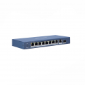 10 Port Hikvision Switch ~ 8 Gigabit PoE Ports - 1 Gigabit RJ45 Port ~ 1 SFP Fiber Optic Port Network Switch
