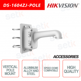 Support de montage sur mât vertical en alliage d'aluminium et acier pour caméras dôme rapide. Hikvision