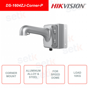 Staffa ad angolo HIKVISION DS-1604ZJ-Corner-P per telecamere speed dome, con scatola di giunzione