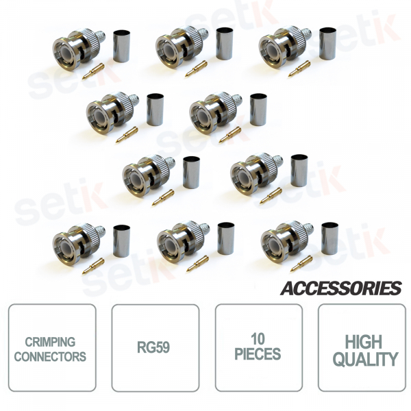 Connecteurs bnc à sertir 10X pour câble RG59 et caméras de surveillance 10pcs