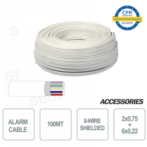 Matassa 100 metri cavo allarme schermato 8 fili 6+2 2x0 75 6x0 22 per impianto e sistemi di sicurezza