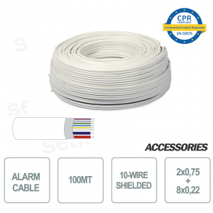 100 metros de madeja cable de alarma blindado de 10 hilos 8 + 2 2x0 75 8x0 22 para instalación y sistemas de seguridad