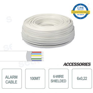 Madeja de 100 metros 6 hilos 6x0 22 cable de alarma blindado para instalación y sistemas de seguridad