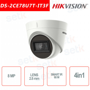 Cámara de torreta Hikvision de 8 MP 4 en 1