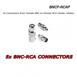 Conectores hembra 5X BNC a RCA hembra para CCTV Audio / Video