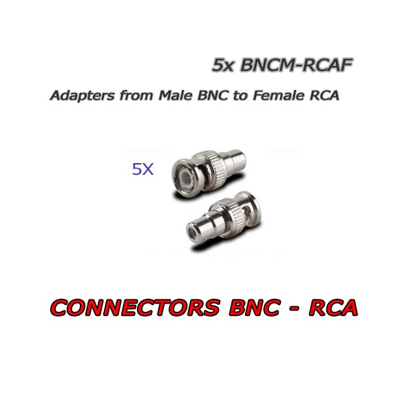 5X Connecteurs BNC Mâle à RCA Femelle pour CCTV Audio/Vidéo
