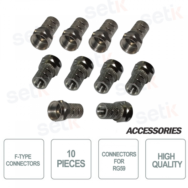 10X F-type connectors for RG59 - Screw - Setik