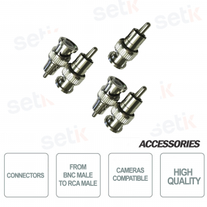 5X Connettori BNC Maschio ad RCA Maschio per CCTV Audio/Video - BNCM-RCAM