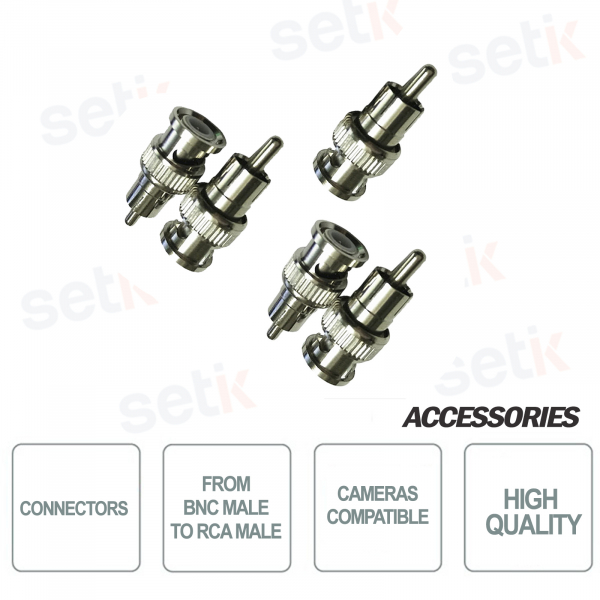 Connecteurs 5X BNC Mâle à RCA Mâle pour CCTV Audio / Vidéo - BNCM-RCAM