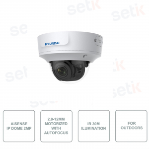 HYUNDAI - HYU-665 - Telecamera IP Dome AIsense 2MP - Illuminazione IR fino a 30m - Ottica Motorizzata 2.8-12mm con Autofocus