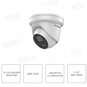 HYUNDAI - HYU-677 - Cámara exterior minidomo - Colorview - Lente fija 4m - CMOS 2MP