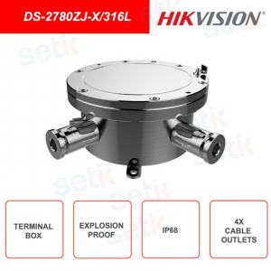 HIKVISION - DS-2780ZJ-X-316L - Klemmenkasten - Explosionsgeschützt - 4 Löcher für die Verkabelung - Edelstahl IP68 - 316L