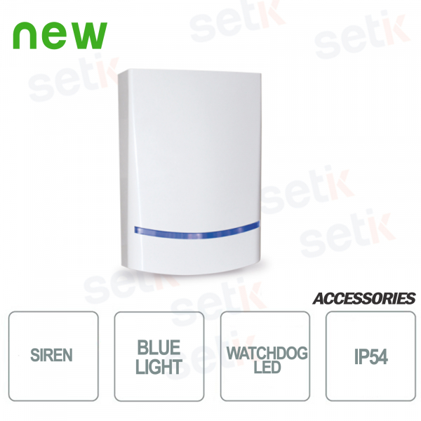 Sirena AMC da esterno Potenza sonora di 100dB - Lampeggiante a LED Blu - AMC