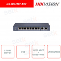 DS-3E0310P-E / M - Conmutador de red inmanejable - 8 puertos PoE 10 / 100M + 2 puertos Gigabit RJ45 - Sin ventilador