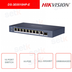 DS-3E0510HP-E - HIKVISION - Network Switch - 10 Gigabit Ports - Layer 2 - 2 Hi-PoE Ports - Metal