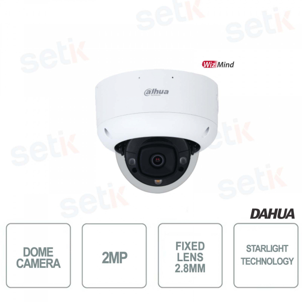 Telecamera Dome Dahua - WizMind - Ottica Fissa 2.8mm - 2MP - Starlight