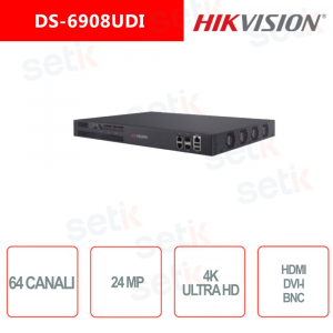 NVR Hikvision 64 canali 24MP 4K Ultra HD Audio allarme