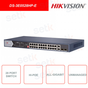 DS-3E0528HP-E - HIKVISION - 28 port network switch - Layer 2 - Unmanageable - Gigabit