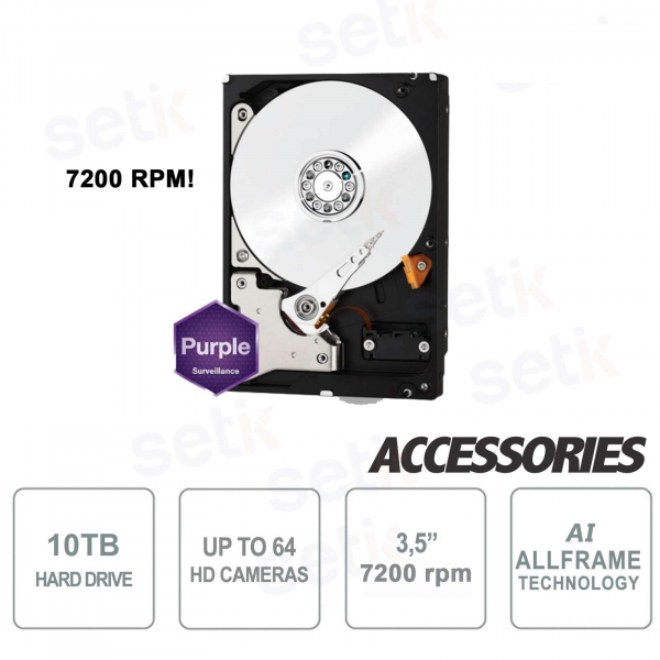 Western Digital 10TB 7200 rpm SATA Internal Hard Drive for Video Surveillance