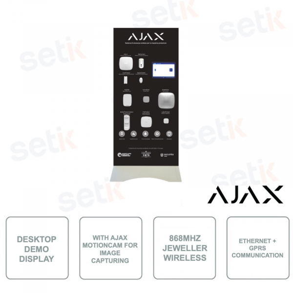 AJ-BTOTEM2-W-IT - Pantalla de demostración vertical para kit de alarma AJAX - Joyero inalámbrico 868Mhz - Con MotionCam