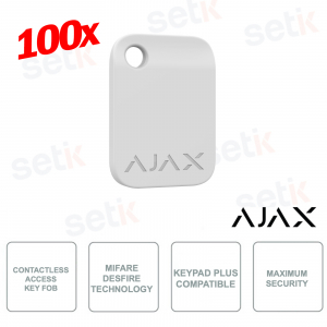 Ajax Tag Bianco 100 Pezzi: Portachiavi Contactless Sicuro con Crittografia DESFire