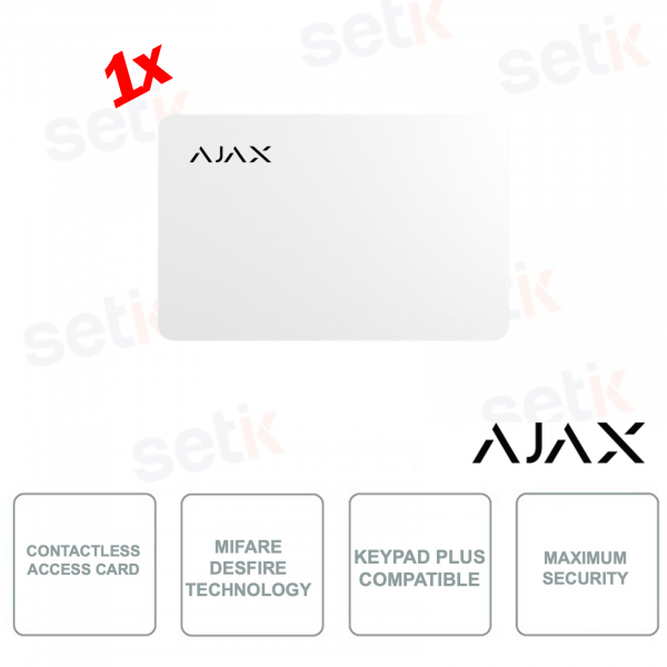 AJ-PASS-W - AJAX - Kontaktlose Zugangskarte mit MIFARE DESFire-Technologie - Weiß - Packung mit 1 Stück