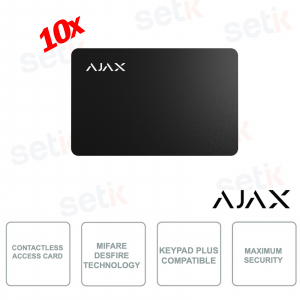 Ajax Pass Nero 10 Pezzi: Card Contactless Sicura con Crittografia DESFire