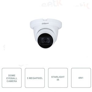 Caméra dôme HDCVI 5 MP Dahua HAC-HDW1500TMQ-ZA-S2 avec objectif varifocal motorisé et vision infrarouge jusqu'à 60 m