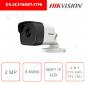 Caméra Bullet IP67 2 MP 4en1 3,6 mm WDR DS-2CE16D0T-ITFS - Hikvision