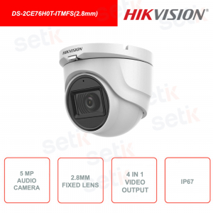DS-2CE76H0T-ITMFS (2.8 mm) - Cámara de audio de 5MP - 4 en 1 - WDR digital - IR inteligente 30m - Lente de 2.8 mm