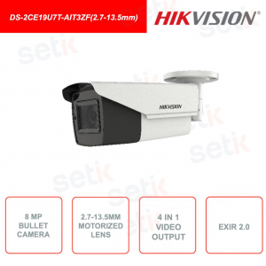 DS-2CE19U7T-AIT3ZF (2.7-13.5mm) - Bullet Camera - 8MP - 4in1 - 2.7-13.5mm Motorized Lens - IP67