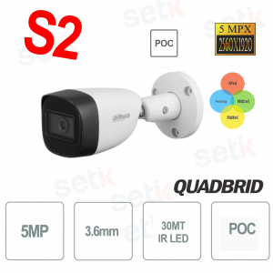 Telecamera Dahua da esterno 5MP 4in1 3.6mm IR 30 MT - PoC - Versione S2