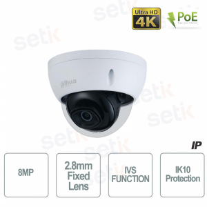 Caméra IP dôme Dahua 8MP avec objectif 2,8 mm, IR et Starlight