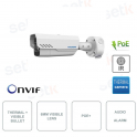 HYU-555 - Telecamera Bullet Termica + Visibile PoE - Ottica visibile 6mm - IR 30m - Audio - Allarme - Da esterno