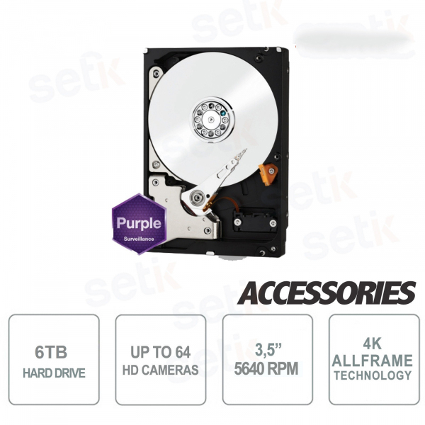 Internal Hard Drive 6 TB Audio Video SATA 3.5" AllFrame 4K - WD