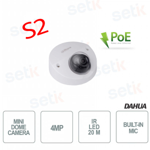Cámara Mini Domo 4MP-Onvif PoE-Detección de Rostro-IR 20M - Versión S2 - Dahua